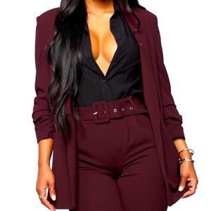 Fashion Nova The Celine Blazer-Burgundy. Brand New w/ tags Size Small